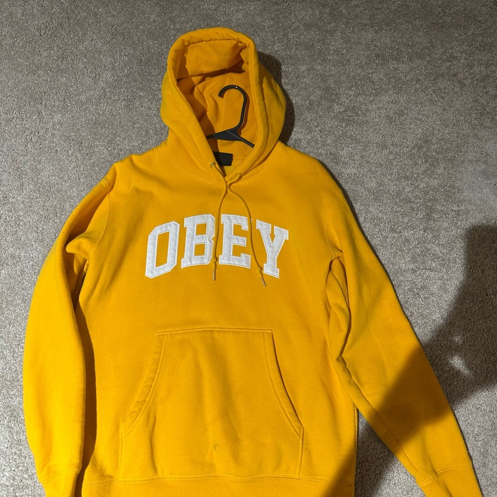 Obey Bold Yellow Hoodie with White Logo